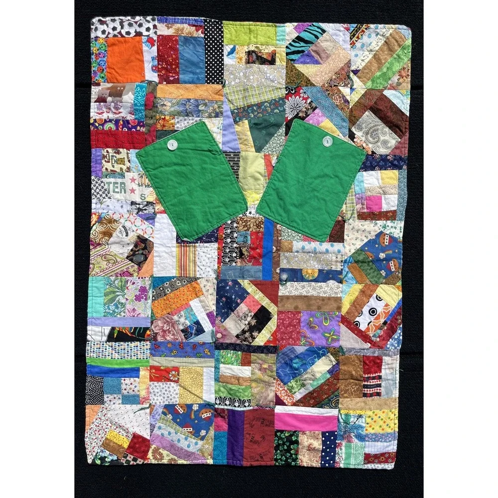 Handmade‎ Patchwork Quilt Lap Throw Boho Scrappy Cotton Bright Multicolor